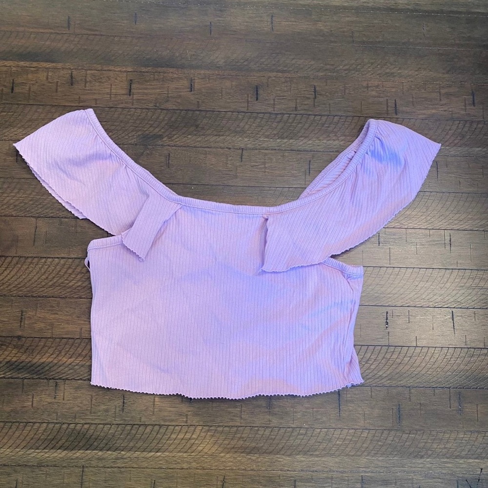 Zara Lilac off the shoulder crop top Size Large